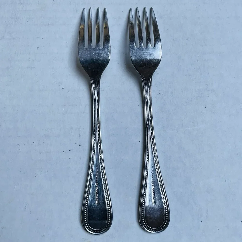 OXFORD HALL Stratton Stainless Flatware Beaded Edge Crafted in Japan Salad Fork